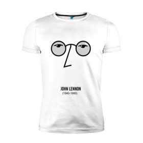 Мужская футболка премиум с принтом Джон Ленон 1 в Белгороде, 92% хлопок, 8% лайкра | приталенный силуэт, круглый вырез ворота, длина до линии бедра, короткий рукав | Тематика изображения на принте: 