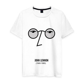 Мужская футболка хлопок с принтом Джон Ленон 1 в Белгороде, 100% хлопок | прямой крой, круглый вырез горловины, длина до линии бедер, слегка спущенное плечо. | Тематика изображения на принте: 