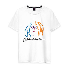 Мужская футболка хлопок с принтом Джон Ленон 2 в Белгороде, 100% хлопок | прямой крой, круглый вырез горловины, длина до линии бедер, слегка спущенное плечо. | john lennon | the beatles | битлс | джон леннон