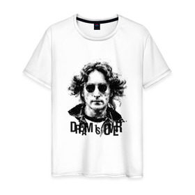 Мужская футболка хлопок с принтом Джон Леннон 4 в Белгороде, 100% хлопок | прямой крой, круглый вырез горловины, длина до линии бедер, слегка спущенное плечо. | john lennon | the beatles | битлс | джон леннон