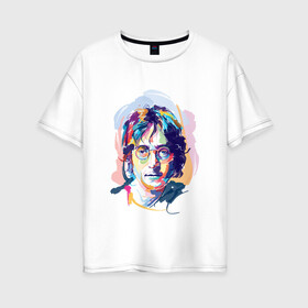 Женская футболка хлопок Oversize с принтом Джон Леннон 6 в Белгороде, 100% хлопок | свободный крой, круглый ворот, спущенный рукав, длина до линии бедер
 | john lennon | the beatles | битлс | джон леннон