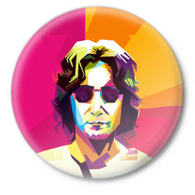 Значок с принтом Джон Леннон 7 в Белгороде,  металл | круглая форма, металлическая застежка в виде булавки | Тематика изображения на принте: 