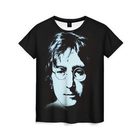 Женская футболка 3D с принтом Джон Леннон 7 в Белгороде, 100% полиэфир ( синтетическое хлопкоподобное полотно) | прямой крой, круглый вырез горловины, длина до линии бедер | john lennon | the beatles | битлс | джон леннон