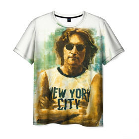 Мужская футболка 3D с принтом Джон Леннон 10 в Белгороде, 100% полиэфир | прямой крой, круглый вырез горловины, длина до линии бедер | john lennon | the beatles | битлс | джон леннон