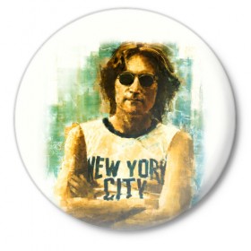 Значок с принтом Джон Леннон 10 в Белгороде,  металл | круглая форма, металлическая застежка в виде булавки | john lennon | the beatles | битлс | джон леннон