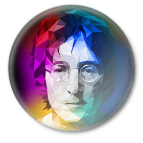 Значок с принтом Джон Леннон 19 в Белгороде,  металл | круглая форма, металлическая застежка в виде булавки | 