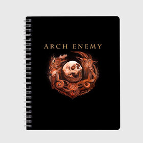 Тетрадь с принтом Arch Enemy в Белгороде, 100% бумага | 48 листов, плотность листов — 60 г/м2, плотность картонной обложки — 250 г/м2. Листы скреплены сбоку удобной пружинной спиралью. Уголки страниц и обложки скругленные. Цвет линий — светло-серый
 | alissa white gluz | arch enemy | алисса уайт глаз | арч энеми