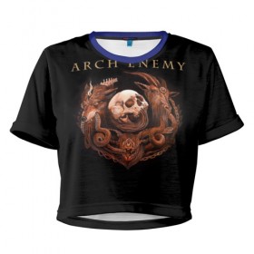 Женская футболка 3D укороченная с принтом Arch Enemy в Белгороде, 100% полиэстер | круглая горловина, длина футболки до линии талии, рукава с отворотами | alissa white gluz | arch enemy | алисса уайт глаз | арч энеми