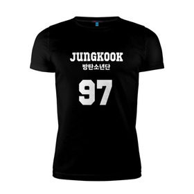 Мужская футболка премиум с принтом Jungkook в Белгороде, 92% хлопок, 8% лайкра | приталенный силуэт, круглый вырез ворота, длина до линии бедра, короткий рукав | bangtan boys | bts