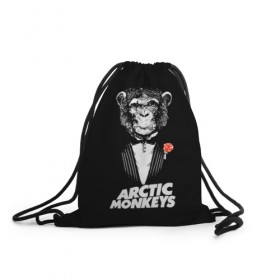 Рюкзак-мешок 3D с принтом Arctic Monkeys в Белгороде, 100% полиэстер | плотность ткани — 200 г/м2, размер — 35 х 45 см; лямки — толстые шнурки, застежка на шнуровке, без карманов и подкладки | Тематика изображения на принте: алекс тёрнер | арктик | арктические мартышки | гаражный | группа | джейми кук | инди рок | манкис | музыка | мэтт хелдер | ник о мэлли | обезьяна | постпанк ривайвл | психоделический | рок