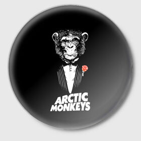 Значок с принтом Arctic Monkeys в Белгороде,  металл | круглая форма, металлическая застежка в виде булавки | алекс тёрнер | арктик | арктические мартышки | гаражный | группа | джейми кук | инди рок | манкис | музыка | мэтт хелдер | ник о мэлли | обезьяна | постпанк ривайвл | психоделический | рок