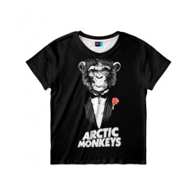 Детская футболка 3D с принтом Arctic Monkeys в Белгороде, 100% гипоаллергенный полиэфир | прямой крой, круглый вырез горловины, длина до линии бедер, чуть спущенное плечо, ткань немного тянется | Тематика изображения на принте: алекс тёрнер | арктик | арктические мартышки | гаражный | группа | джейми кук | инди рок | манкис | музыка | мэтт хелдер | ник о мэлли | обезьяна | постпанк ривайвл | психоделический | рок