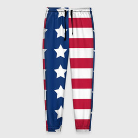 Мужские брюки 3D с принтом USA Flag в Белгороде, 100% полиэстер | манжеты по низу, эластичный пояс регулируется шнурком, по бокам два кармана без застежек, внутренняя часть кармана из мелкой сетки | star | usa | америка | белый | звезды | красный | линии | полосы | популярные | синий | сша | триколор | туристические | флаг | цвет | штаты