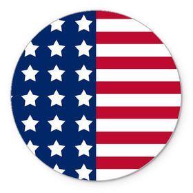 Коврик круглый с принтом USA Flag в Белгороде, резина и полиэстер | круглая форма, изображение наносится на всю лицевую часть | star | usa | америка | белый | звезды | красный | линии | полосы | популярные | синий | сша | триколор | туристические | флаг | цвет | штаты