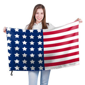 Флаг 3D с принтом USA Flag в Белгороде, 100% полиэстер | плотность ткани — 95 г/м2, размер — 67 х 109 см. Принт наносится с одной стороны | star | usa | америка | белый | звезды | красный | линии | полосы | популярные | синий | сша | триколор | туристические | флаг | цвет | штаты