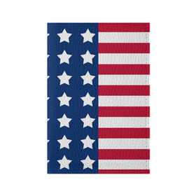 Обложка для паспорта матовая кожа с принтом USA Flag в Белгороде, натуральная матовая кожа | размер 19,3 х 13,7 см; прозрачные пластиковые крепления | Тематика изображения на принте: star | usa | америка | белый | звезды | красный | линии | полосы | популярные | синий | сша | триколор | туристические | флаг | цвет | штаты