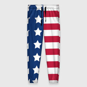 Женские брюки 3D с принтом USA Flag в Белгороде, полиэстер 100% | прямой крой, два кармана без застежек по бокам, с мягкой трикотажной резинкой на поясе и по низу штанин. В поясе для дополнительного комфорта — широкие завязки | star | usa | америка | белый | звезды | красный | линии | полосы | популярные | синий | сша | триколор | туристические | флаг | цвет | штаты