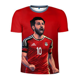 Мужская футболка 3D спортивная с принтом Мохамед Салах в Белгороде, 100% полиэстер с улучшенными характеристиками | приталенный силуэт, круглая горловина, широкие плечи, сужается к линии бедра | mohamed salah ghaly | ливерпуль | мохаммед салах хамед гали | сборная египта | спорт | футбол