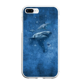 Чехол для iPhone 7Plus/8 Plus матовый с принтом Shark в Белгороде, Силикон | Область печати: задняя сторона чехла, без боковых панелей | fish | ocean | акула | вода | животные | море | океан | рыба | челюсти