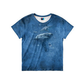 Детская футболка 3D с принтом Shark в Белгороде, 100% гипоаллергенный полиэфир | прямой крой, круглый вырез горловины, длина до линии бедер, чуть спущенное плечо, ткань немного тянется | fish | ocean | акула | вода | животные | море | океан | рыба | челюсти