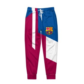 Мужские брюки 3D с принтом FC Barcelona 2018 в Белгороде, 100% полиэстер | манжеты по низу, эластичный пояс регулируется шнурком, по бокам два кармана без застежек, внутренняя часть кармана из мелкой сетки | fc | барселона | эмблема