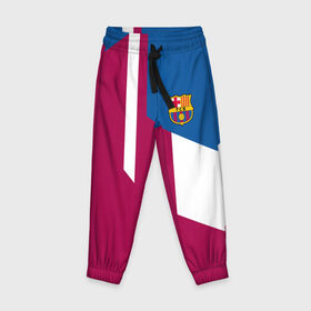 Детские брюки 3D с принтом FC Barcelona 2018 в Белгороде, 100% полиэстер | манжеты по низу, эластичный пояс регулируется шнурком, по бокам два кармана без застежек, внутренняя часть кармана из мелкой сетки | fc | барселона | эмблема