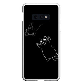 Чехол для Samsung S10E с принтом Cat Monster в Белгороде, Силикон | Область печати: задняя сторона чехла, без боковых панелей | cat | halloween | арт | животные | кот | котик | кошки | монстр | мышь | праздник | хэллоуин | черно белый