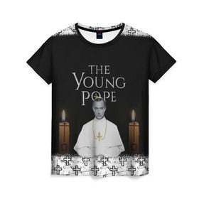 Женская футболка 3D с принтом Молодой Папа | The Young Pope в Белгороде, 100% полиэфир ( синтетическое хлопкоподобное полотно) | прямой крой, круглый вырез горловины, длина до линии бедер | the young pope | молодой папа