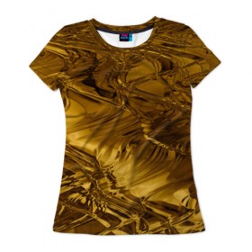 Женская футболка 3D с принтом Gold abstraction в Белгороде, 100% полиэфир ( синтетическое хлопкоподобное полотно) | прямой крой, круглый вырез горловины, длина до линии бедер | 