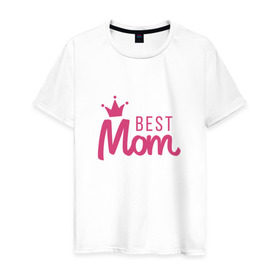 Мужская футболка хлопок с принтом Best Mom в Белгороде, 100% хлопок | прямой крой, круглый вырез горловины, длина до линии бедер, слегка спущенное плечо. | Тематика изображения на принте: best mom | mom | лучшая мама | мама | мамочка