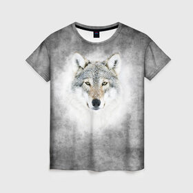 Женская футболка 3D с принтом Wolf в Белгороде, 100% полиэфир ( синтетическое хлопкоподобное полотно) | прямой крой, круглый вырез горловины, длина до линии бедер | animal | snow | волк | животные | снег | хищник