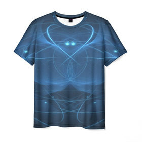 Мужская футболка 3D с принтом Blue fractal в Белгороде, 100% полиэфир | прямой крой, круглый вырез горловины, длина до линии бедер | Тематика изображения на принте: art | background | beautiful | color | festive | fractal | lines | photo | picture | smooth | strange | style