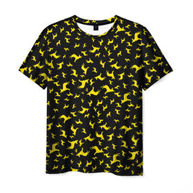 Мужская футболка 3D с принтом Желтые собачки в Белгороде, 100% полиэфир | прямой крой, круглый вырез горловины, длина до линии бедер | dog | new year | животные | новый год | символ | собака