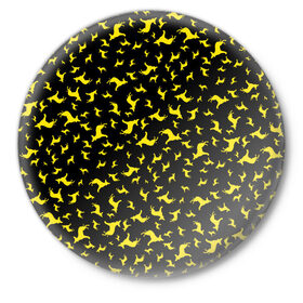 Значок с принтом Желтые собачки в Белгороде,  металл | круглая форма, металлическая застежка в виде булавки | dog | new year | животные | новый год | символ | собака