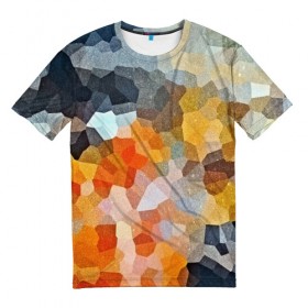 Мужская футболка 3D с принтом Мозаика в блеске в Белгороде, 100% полиэфир | прямой крой, круглый вырез горловины, длина до линии бедер | Тематика изображения на принте: abstraction | абстракция | геометрия | грани | линии | полигоны | розовый | сочетания | текстура | треугольники