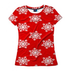 Женская футболка 3D с принтом Snow в Белгороде, 100% полиэфир ( синтетическое хлопкоподобное полотно) | прямой крой, круглый вырез горловины, длина до линии бедер | new year | santa | дед мороз | елка | елочки | новогодний | новый год | рождество | сантаклаус | снег | снежинки