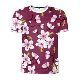 Мужская футболка 3D спортивная с принтом Сакура в Белгороде, 100% полиэстер с улучшенными характеристиками | приталенный силуэт, круглая горловина, широкие плечи, сужается к линии бедра | vppdgryphon | арт | вишня | сакура | цветные | цветок | цветы | япония