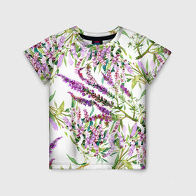 Детская футболка 3D с принтом Лаванда в Белгороде, 100% гипоаллергенный полиэфир | прямой крой, круглый вырез горловины, длина до линии бедер, чуть спущенное плечо, ткань немного тянется | vppdgryphon | арт | лаванда | лес | тропики | франция | цветок | цветы