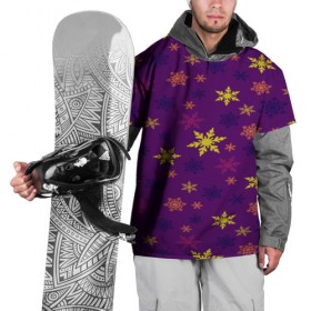Накидка на куртку 3D с принтом Зимние снежинки в Белгороде, 100% полиэстер |  | новогодний | паттерн | разноцветный | снег