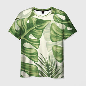 Мужская футболка 3D с принтом Папоротник в Белгороде, 100% полиэфир | прямой крой, круглый вырез горловины, длина до линии бедер | vppdgryphon | арт | краска | лес | папоротник | тропики | цветные | цветок | цветы