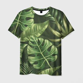 Мужская футболка 3D с принтом Доисторический лес в Белгороде, 100% полиэфир | прямой крой, круглый вырез горловины, длина до линии бедер | vppdgryphon | арт | краска | лес | папоротник | прикольные | тропики | цветные | цветок | цветы
