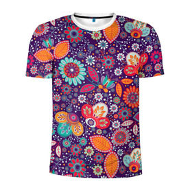 Мужская футболка 3D спортивная с принтом Цветочный взрыв в Белгороде, 100% полиэстер с улучшенными характеристиками | приталенный силуэт, круглая горловина, широкие плечи, сужается к линии бедра | Тематика изображения на принте: vppdgryphon | арт | взрыв | краска | тропики | цветные | цветок | цветочный | цветы