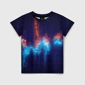 Детская футболка 3D с принтом Компьютерный код в Белгороде, 100% гипоаллергенный полиэфир | прямой крой, круглый вырез горловины, длина до линии бедер, чуть спущенное плечо, ткань немного тянется | график | разноцветный | яркий