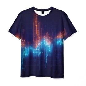 Мужская футболка 3D с принтом Компьютерный код в Белгороде, 100% полиэфир | прямой крой, круглый вырез горловины, длина до линии бедер | Тематика изображения на принте: график | разноцветный | яркий