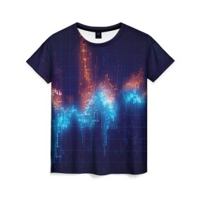 Женская футболка 3D с принтом Компьютерный код в Белгороде, 100% полиэфир ( синтетическое хлопкоподобное полотно) | прямой крой, круглый вырез горловины, длина до линии бедер | Тематика изображения на принте: график | разноцветный | яркий