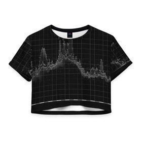 Женская футболка 3D укороченная с принтом diagram в Белгороде, 100% полиэстер | круглая горловина, длина футболки до линии талии, рукава с отворотами | technology | график | черный