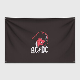 Флаг-баннер с принтом Чёрт AC DC в Белгороде, 100% полиэстер | размер 67 х 109 см, плотность ткани — 95 г/м2; по краям флага есть четыре люверса для крепления | ac dc | acdc | ангус янг | блюз рок | крис слэйд | рок группа | рок н ролл | стиви янг | хард рок | эксл роуз