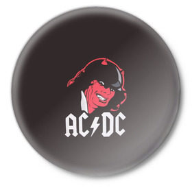 Значок с принтом Чёрт AC/DC в Белгороде,  металл | круглая форма, металлическая застежка в виде булавки | ac dc | acdc | ангус янг | блюз рок | крис слэйд | рок группа | рок н ролл | стиви янг | хард рок | эксл роуз
