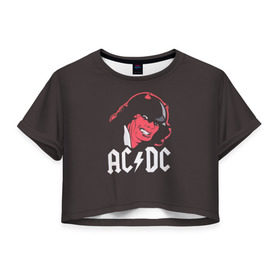 Женская футболка 3D укороченная с принтом Чёрт AC/DC в Белгороде, 100% полиэстер | круглая горловина, длина футболки до линии талии, рукава с отворотами | ac dc | acdc | ангус янг | блюз рок | крис слэйд | рок группа | рок н ролл | стиви янг | хард рок | эксл роуз