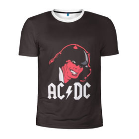 Мужская футболка 3D спортивная с принтом Чёрт AC/DC в Белгороде, 100% полиэстер с улучшенными характеристиками | приталенный силуэт, круглая горловина, широкие плечи, сужается к линии бедра | ac dc | acdc | ангус янг | блюз рок | крис слэйд | рок группа | рок н ролл | стиви янг | хард рок | эксл роуз